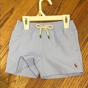 Polo by Ralph Lauren Kids Blue Swim Shorts with Red player logo